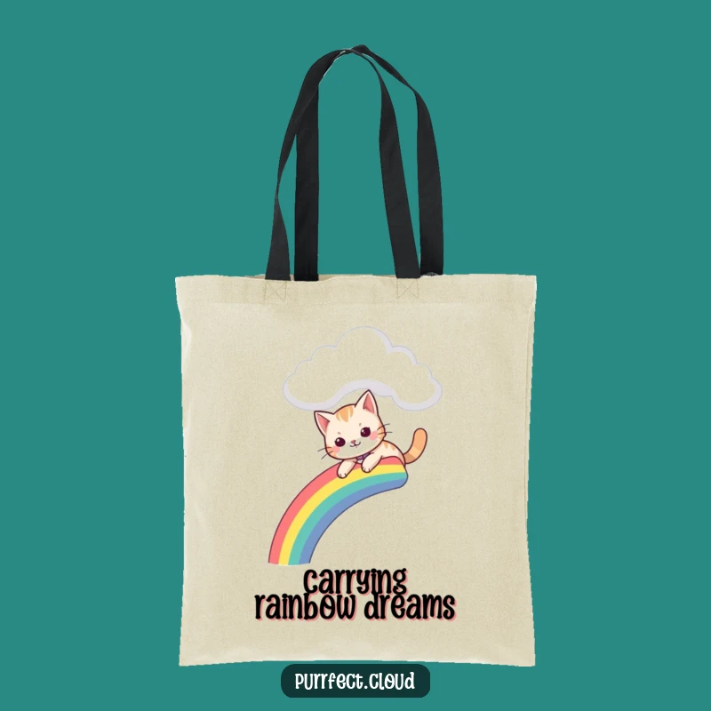 Funny Playful Cat Tote Bag - Carry Fun, Rainbow Slide Gift