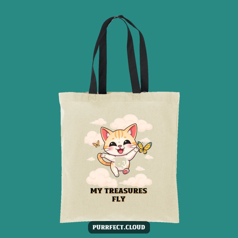 Funny Happy Cat Butterfly Tote Bag - Whimsical & Practical Carryall